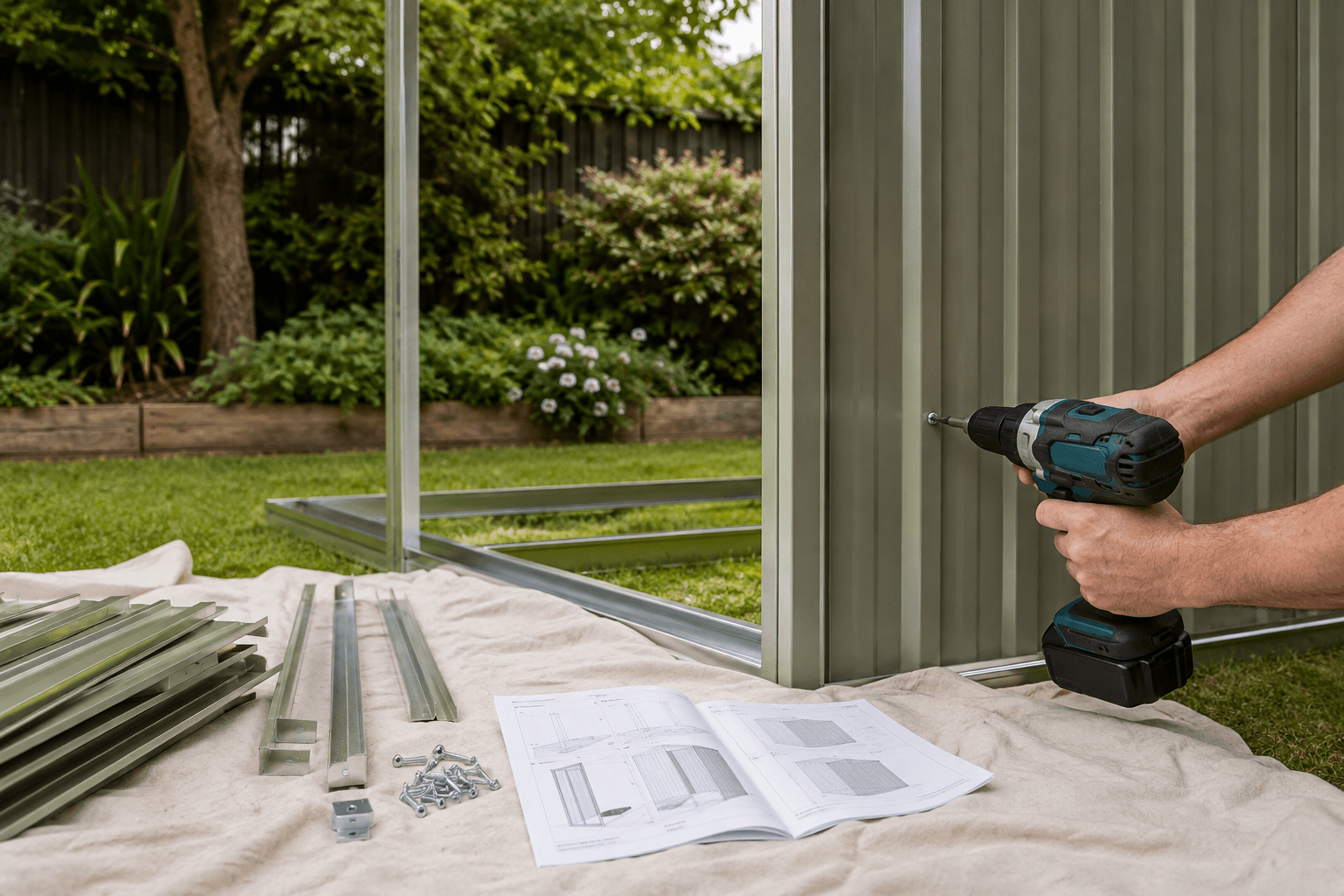 Illustrative shed assembly work
